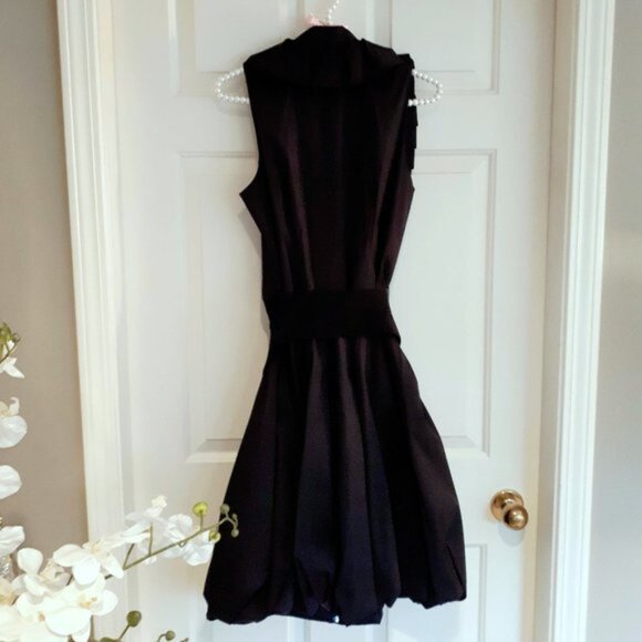 EUC Joseph Ribkoff black sleeveless belted midi dress - Picture 4 of 6